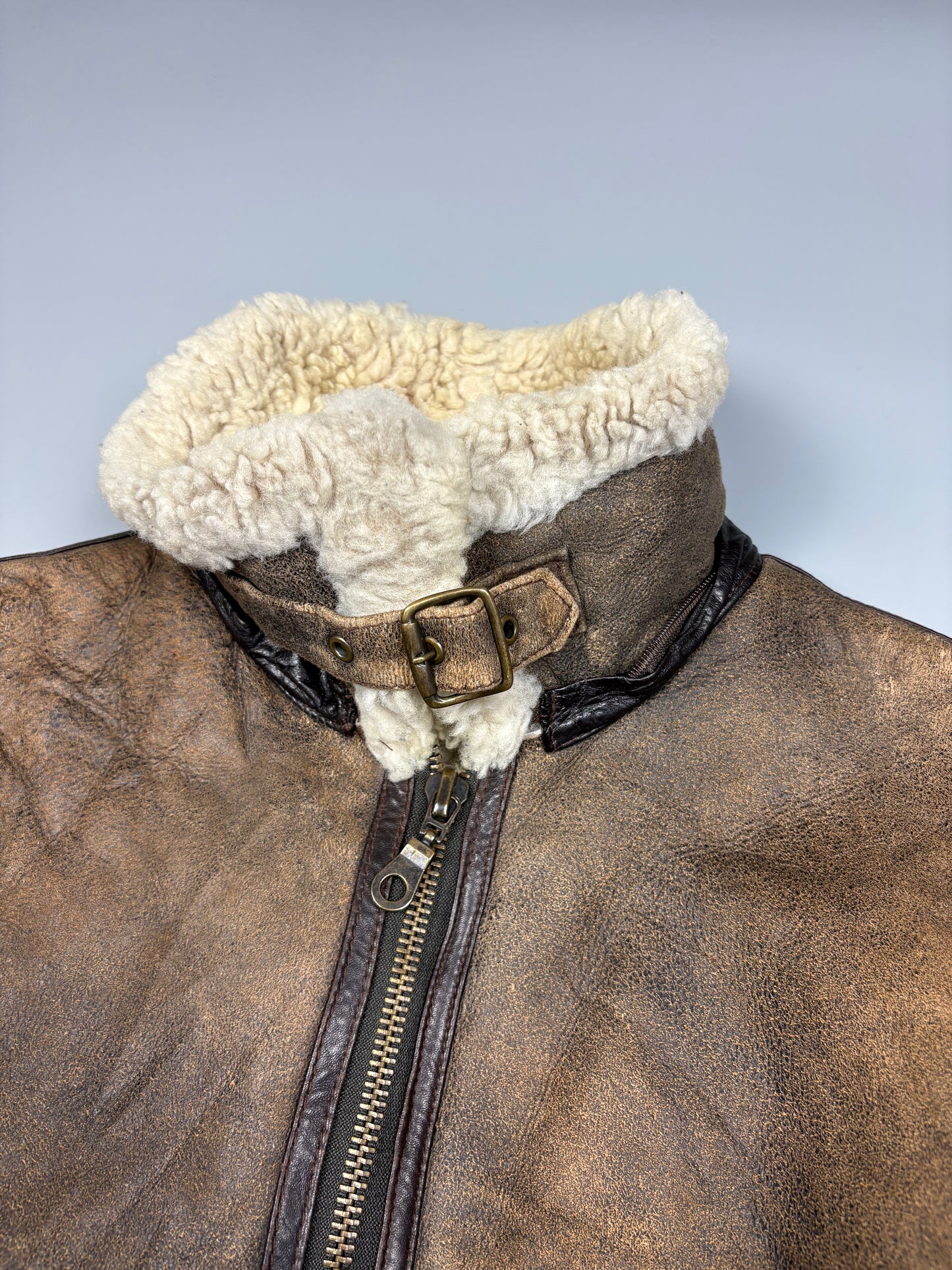 Vintage 1980s Sheepskin Leather Flight Jacket (women's M)