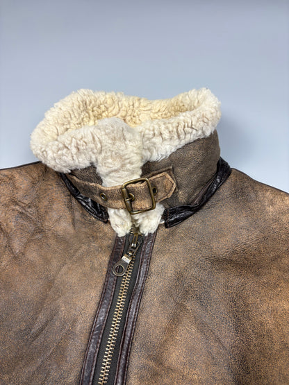 Vintage 1980s Sheepskin Leather Flight Jacket (women's M)