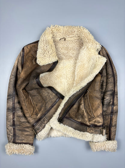 Vintage 1980s Sheepskin Leather Flight Jacket (women's M)
