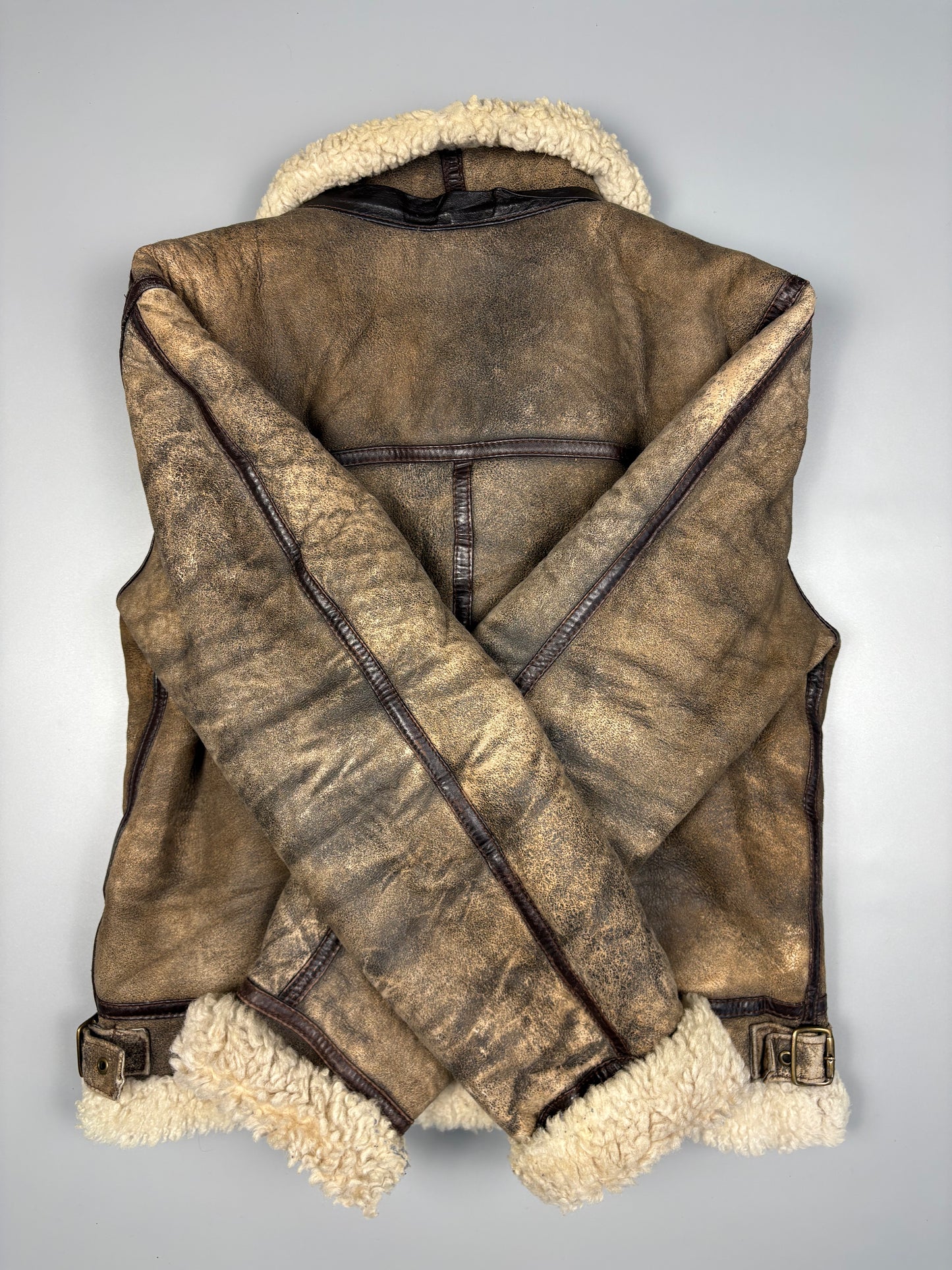 Vintage 1980s Sheepskin Leather Flight Jacket (women's M)