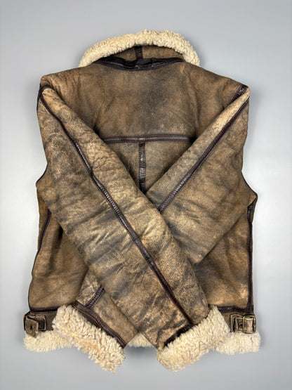 Vintage 1980s Sheepskin Leather Flight Jacket (women's M)