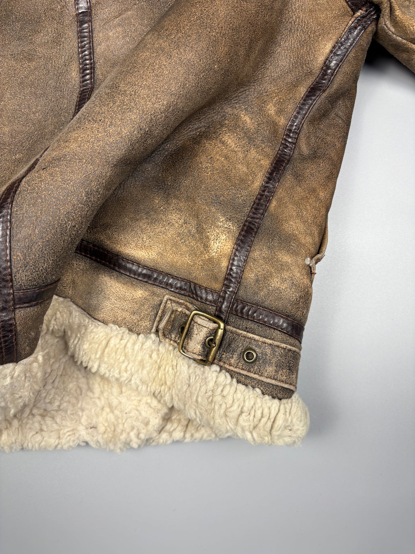 Vintage 1980s Sheepskin Leather Flight Jacket (women's M)