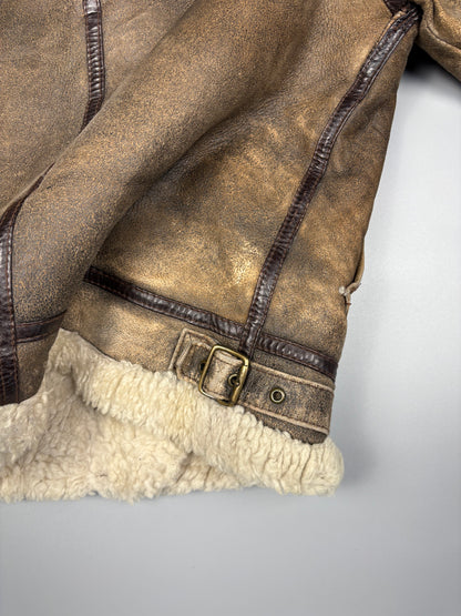 Vintage 1980s Sheepskin Leather Flight Jacket (women's M)