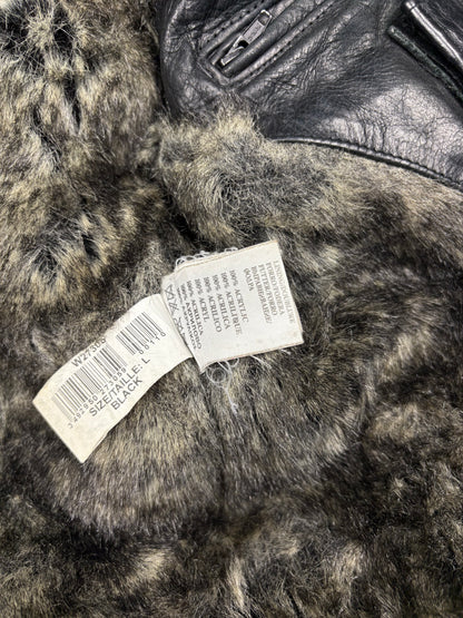 Vintage 1980s Sheepskin Destiny Aviator Leather Jacket (L)