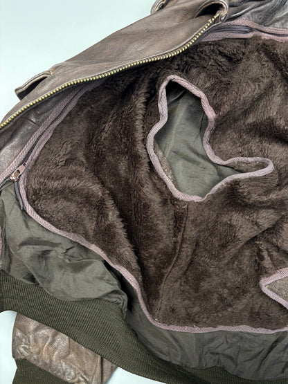 Vintage 1980s Sheepskin Lined B-2 Flight Leather Jacket (L)