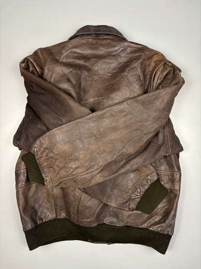 Vintage 1980s Sheepskin Lined B-2 Flight Leather Jacket (L)