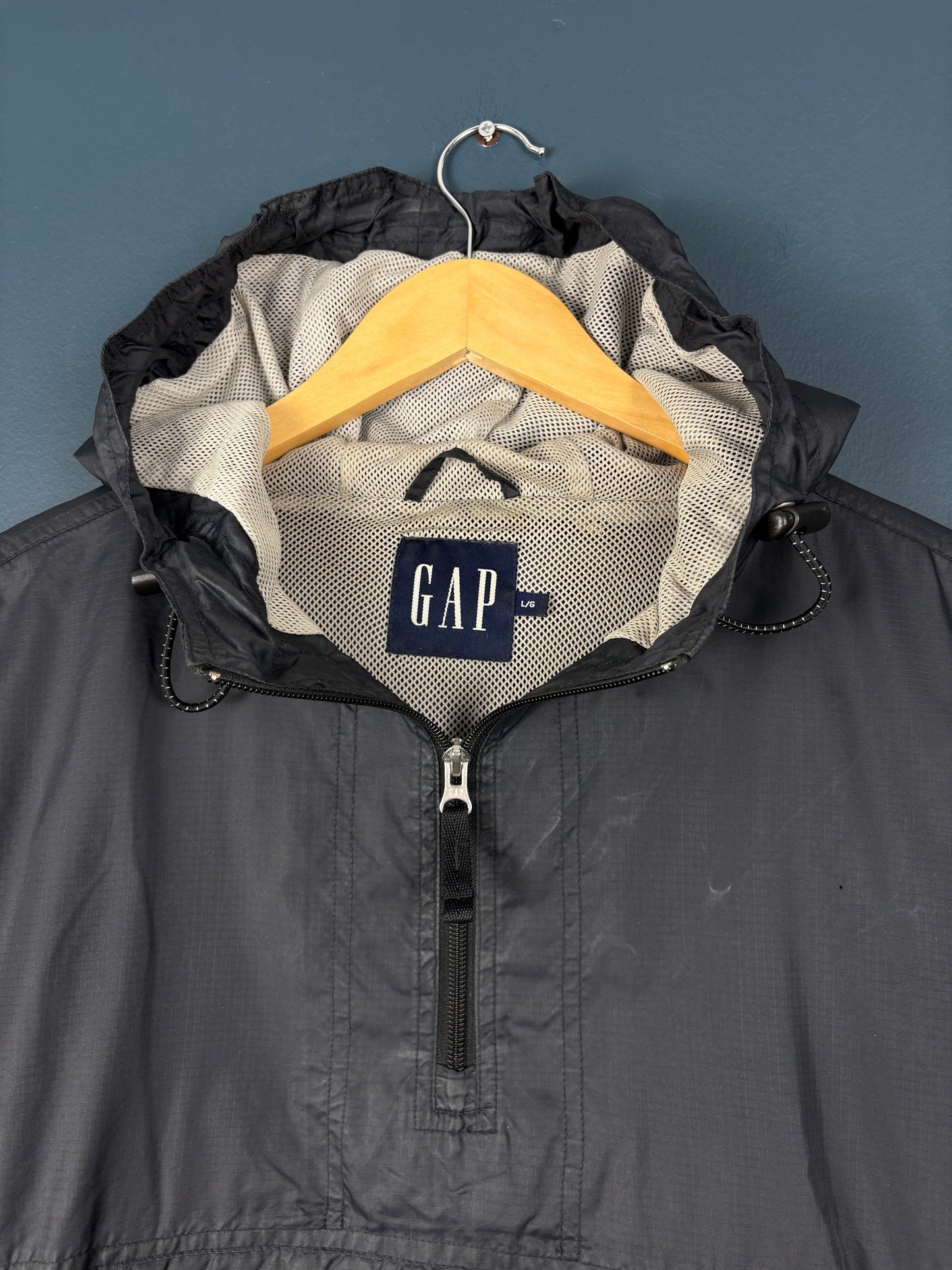 Vintage 90s GAP Black Quarter Zip Anorak Jacket (M)