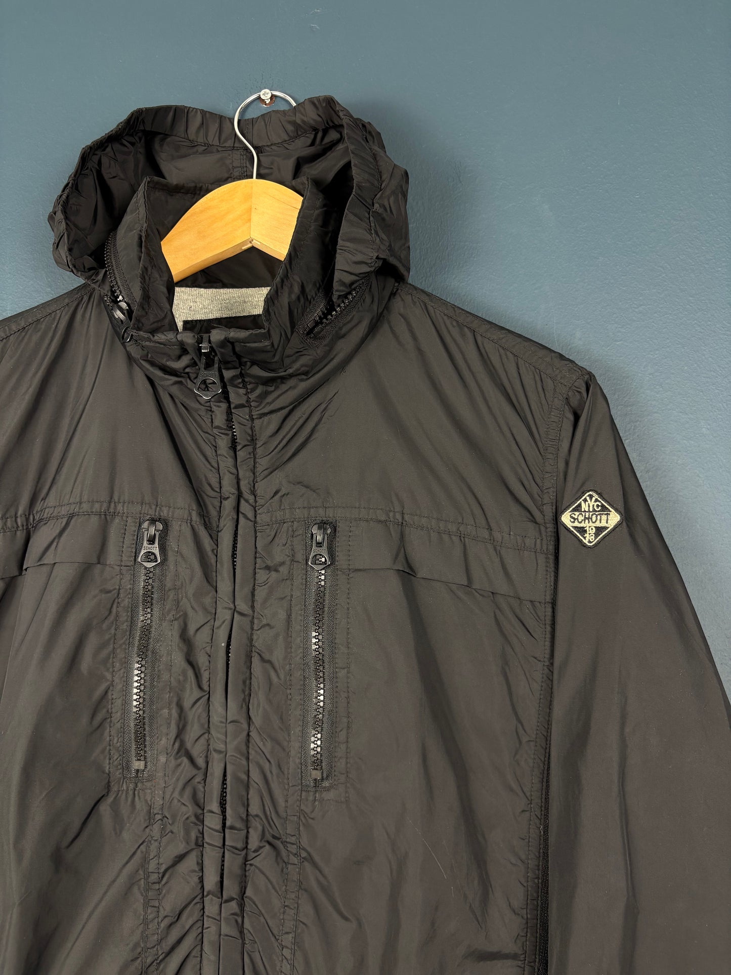 Vintage Schott NYC Scuba Ribbed Black Track Jacket (S)