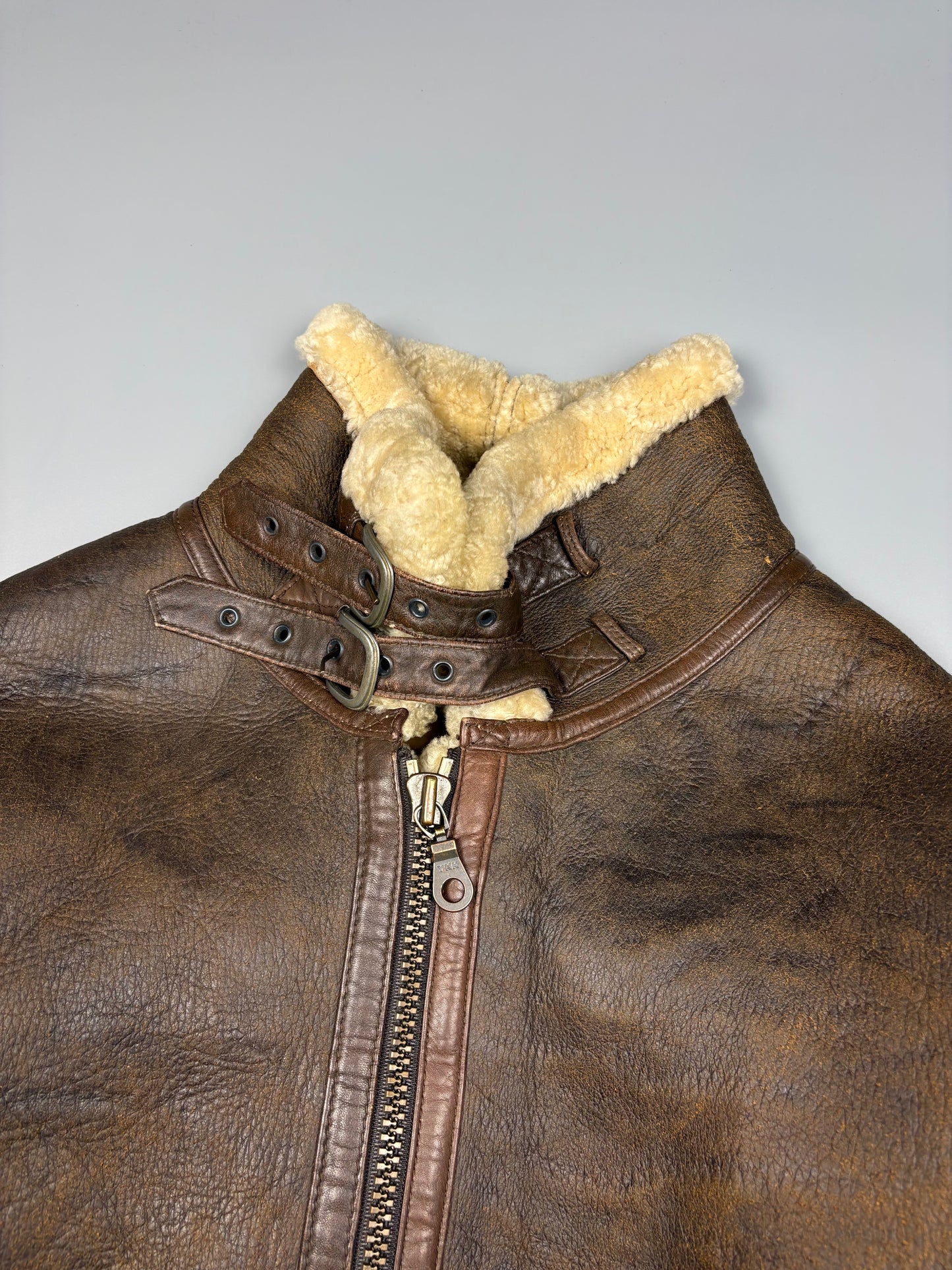 Vintage 1980s Aviation Shearling Lined Leather A-2 Flight Jacket (S)