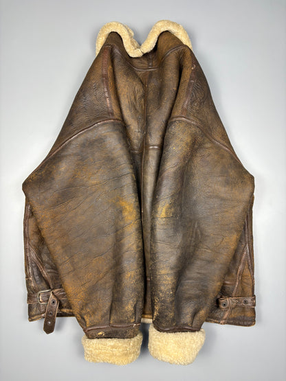 Vintage 1980s Aviation Shearling Lined Leather A-2 Flight Jacket (S)