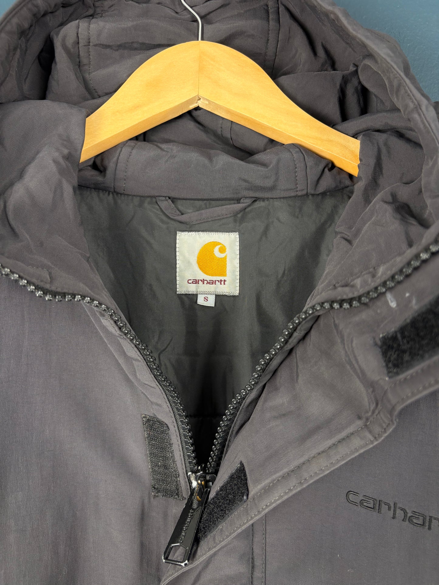 Vintage Carhartt Grey Soft Shell Hooded Jacket (S)