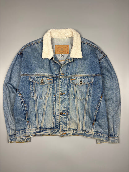 Vintage Diesel Industry Italian Made Fur Collar Denim Jacket (XL)