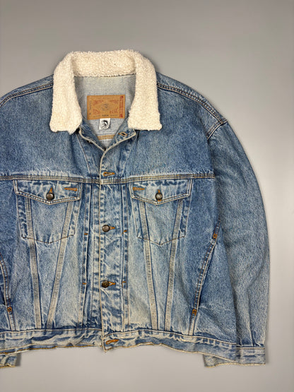 Vintage Diesel Industry Italian Made Fur Collar Denim Jacket (XL)