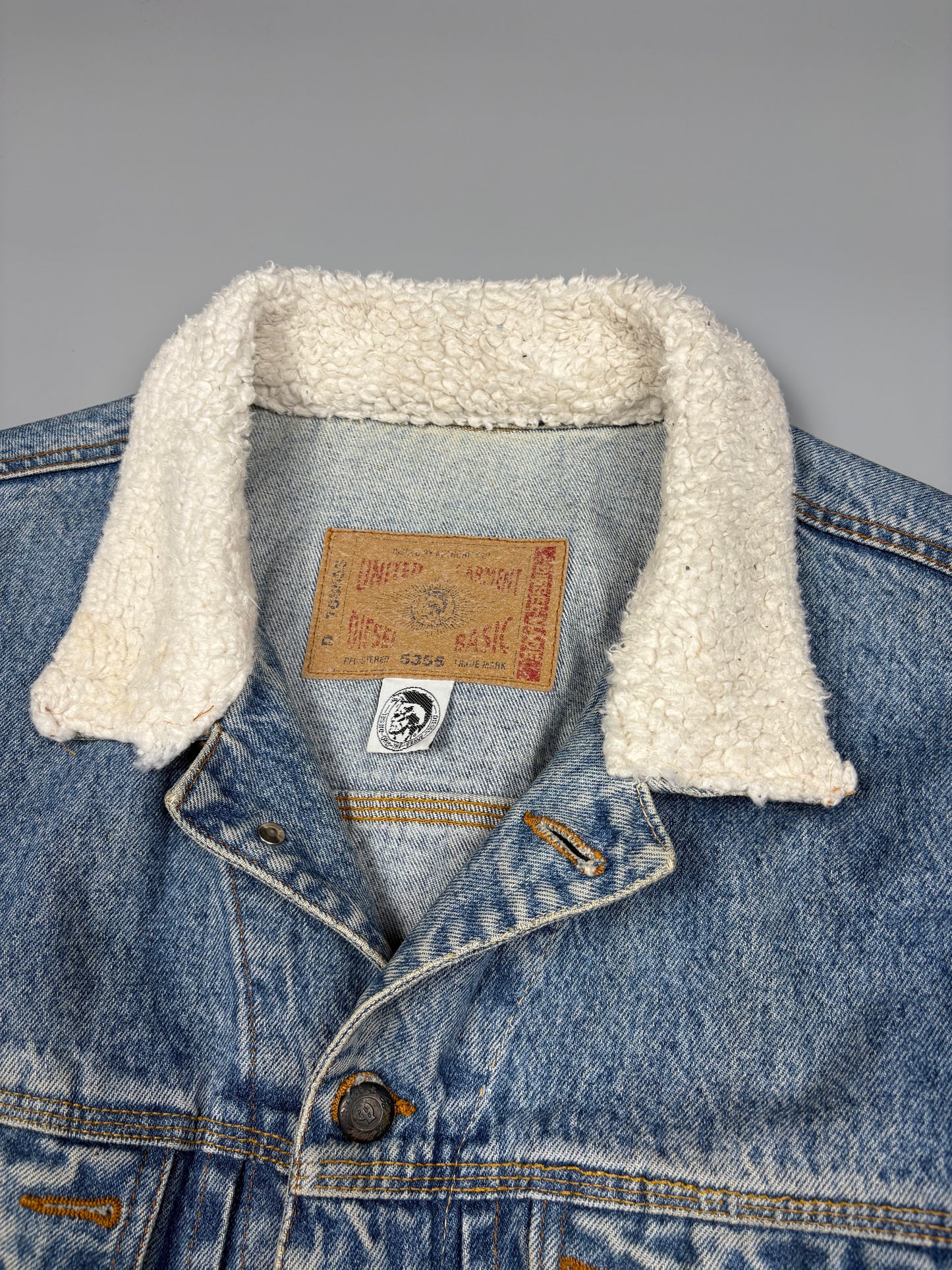 Vintage Diesel Industry Italian Made Fur Collar Denim Jacket (XL)