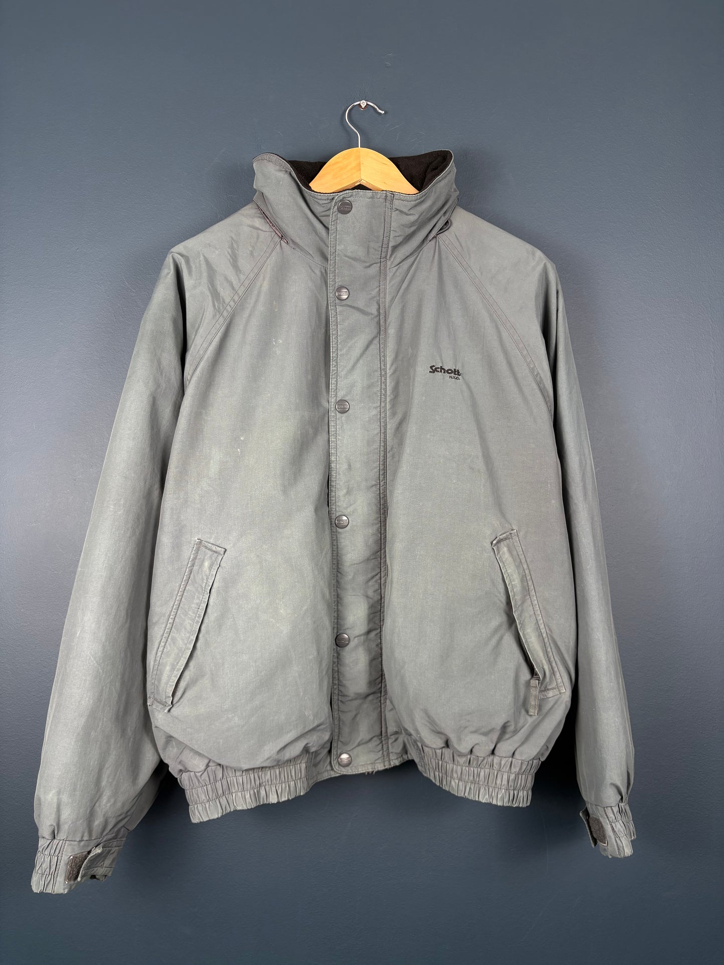Vintage Schott NYC Marble Blue Hooded Jacket (L)
