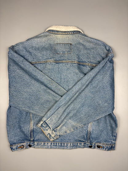 Vintage Diesel Industry Italian Made Fur Collar Denim Jacket (XL)