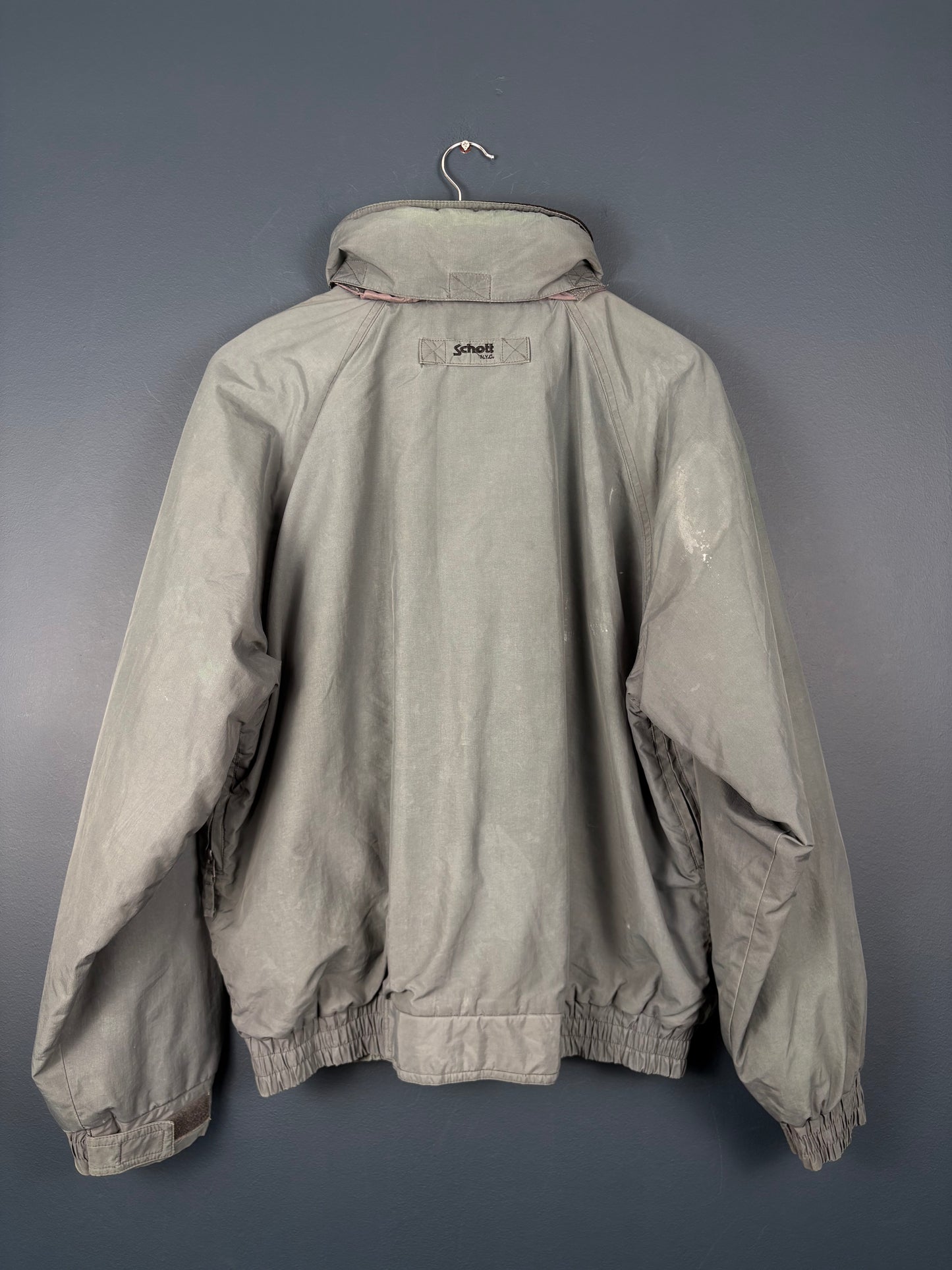Vintage Schott NYC Marble Blue Hooded Jacket (L)
