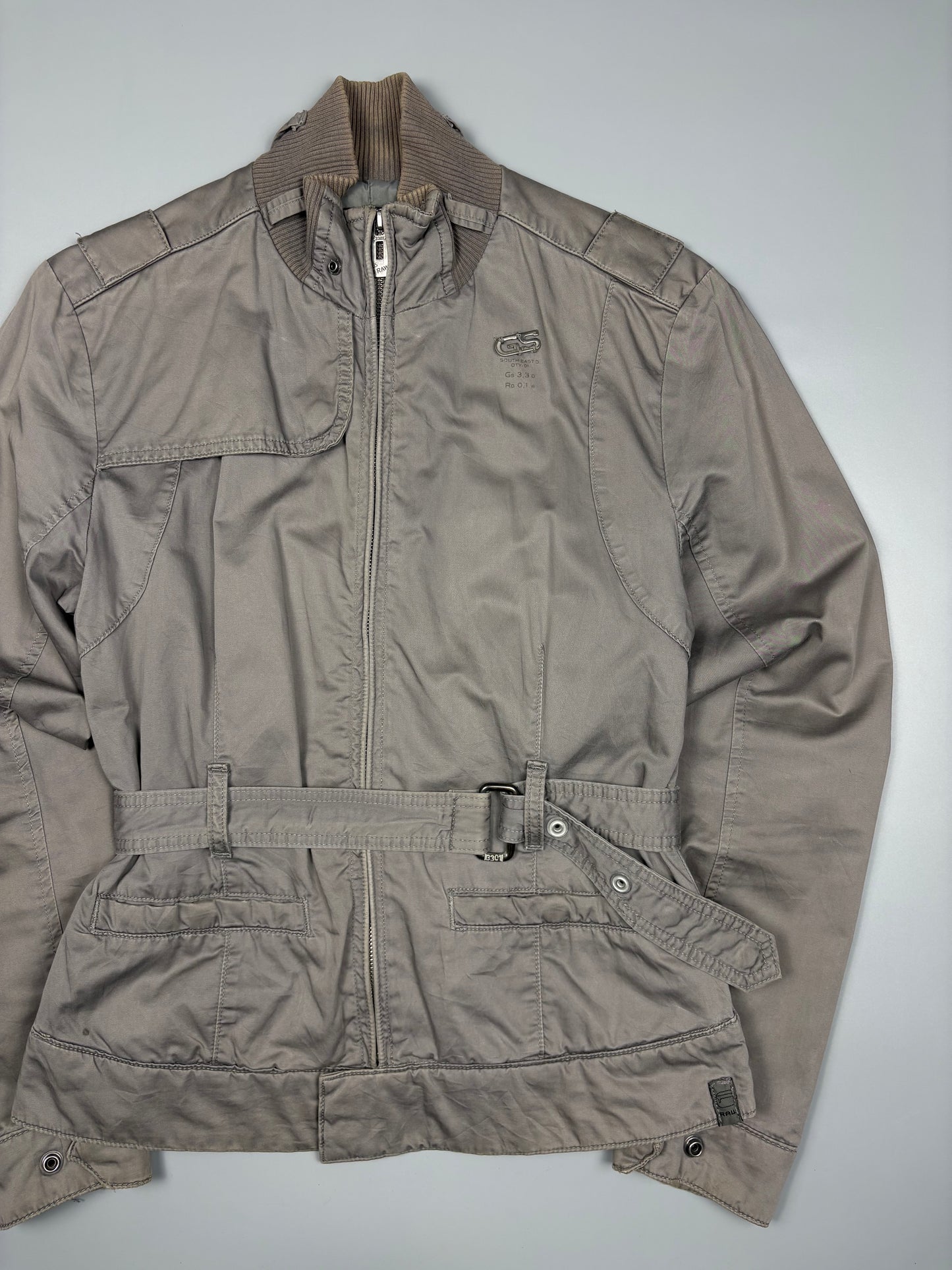 G-Star 2000s Slate Grey Belted Uitlity Jacket (women's L)