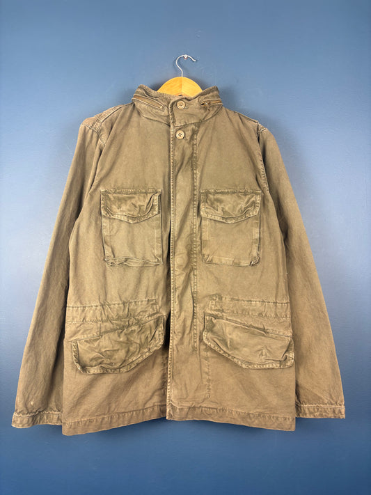 Vintage 90s GAP Olive Green Hooded Field Jacket (S)