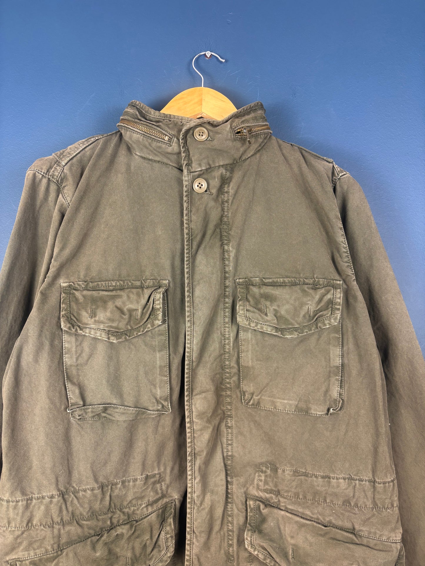 Vintage 90s GAP Olive Green Hooded Field Jacket (S)