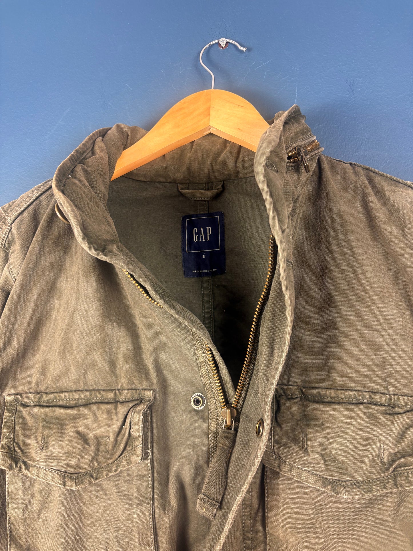 Vintage 90s GAP Olive Green Hooded Field Jacket (S)
