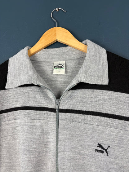 Vintage 80s Puma Original Marble Grey Cotton Track Top (L)