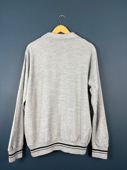 Vintage 80s Puma Original Marble Grey Cotton Track Top (L)