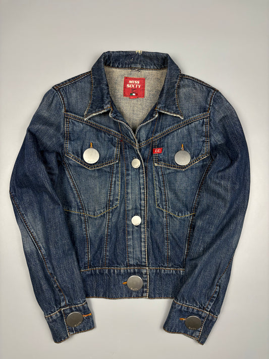 Miss Sixty 2000s Metalic Dark Denim Jacket (women's M)