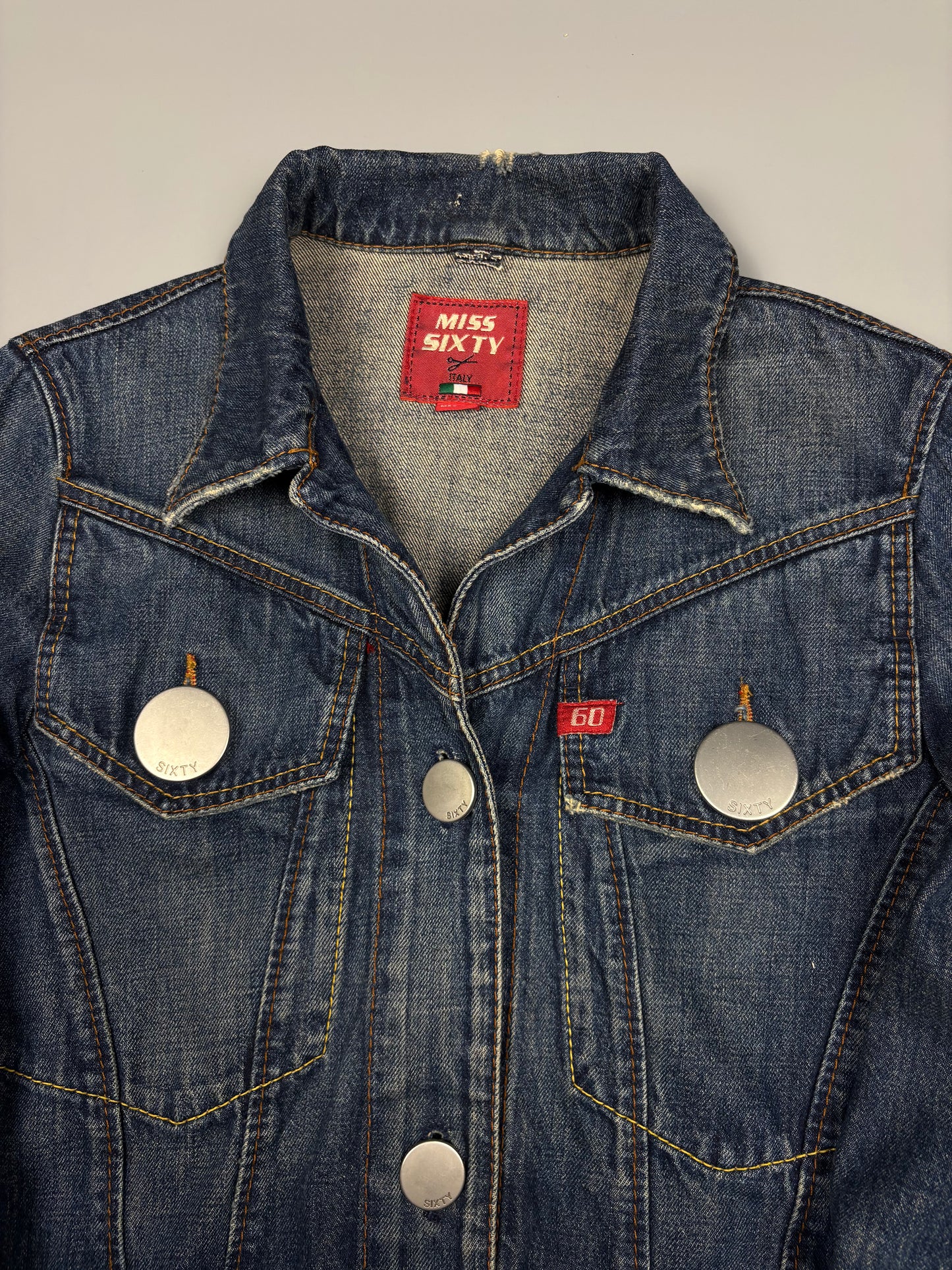 Miss Sixty 2000s Metalic Dark Denim Jacket (women's M)