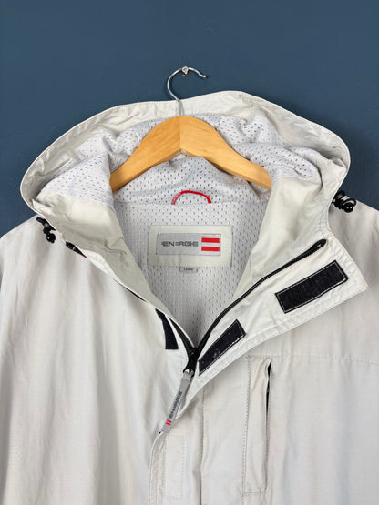 Vintage Energie Off White Two Tone Technical Rain Jacket (L)