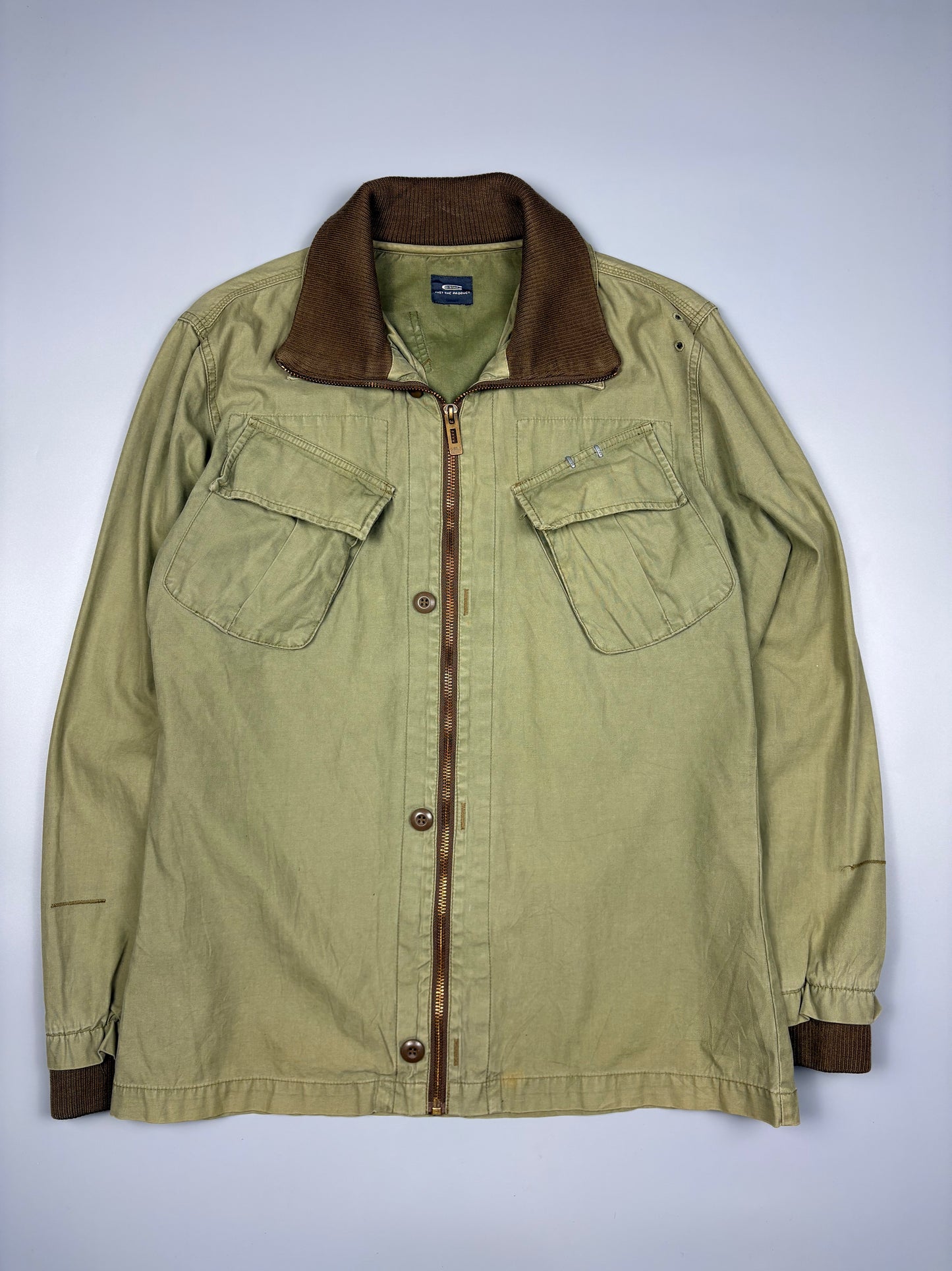 G-Star 2000s Olive Green Zip-up Harrington Jacket (L)