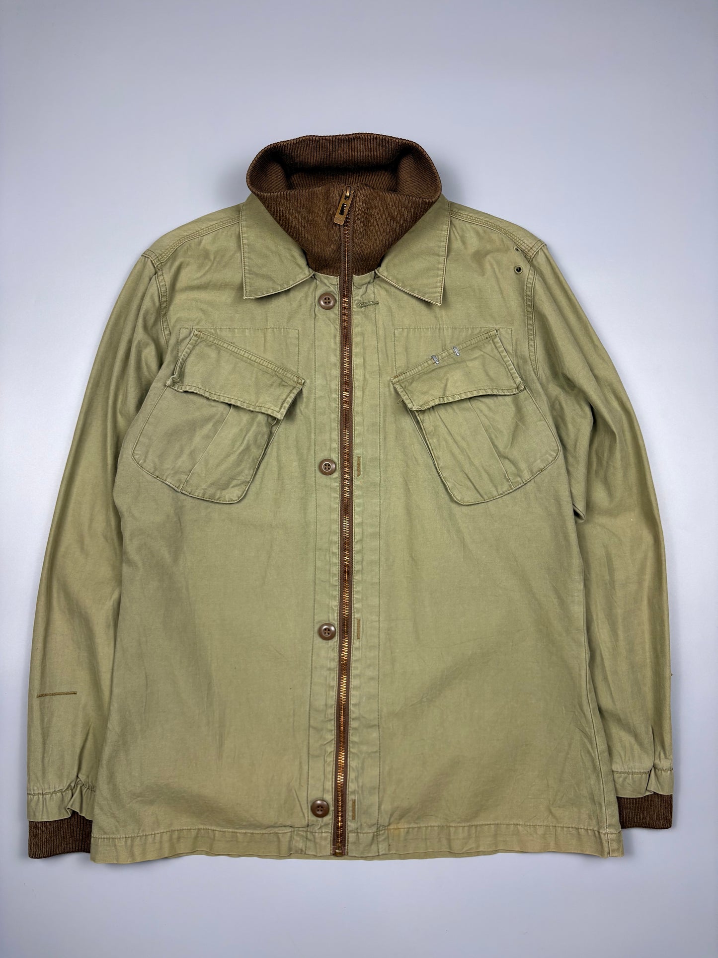 G-Star 2000s Olive Green Zip-up Harrington Jacket (L)
