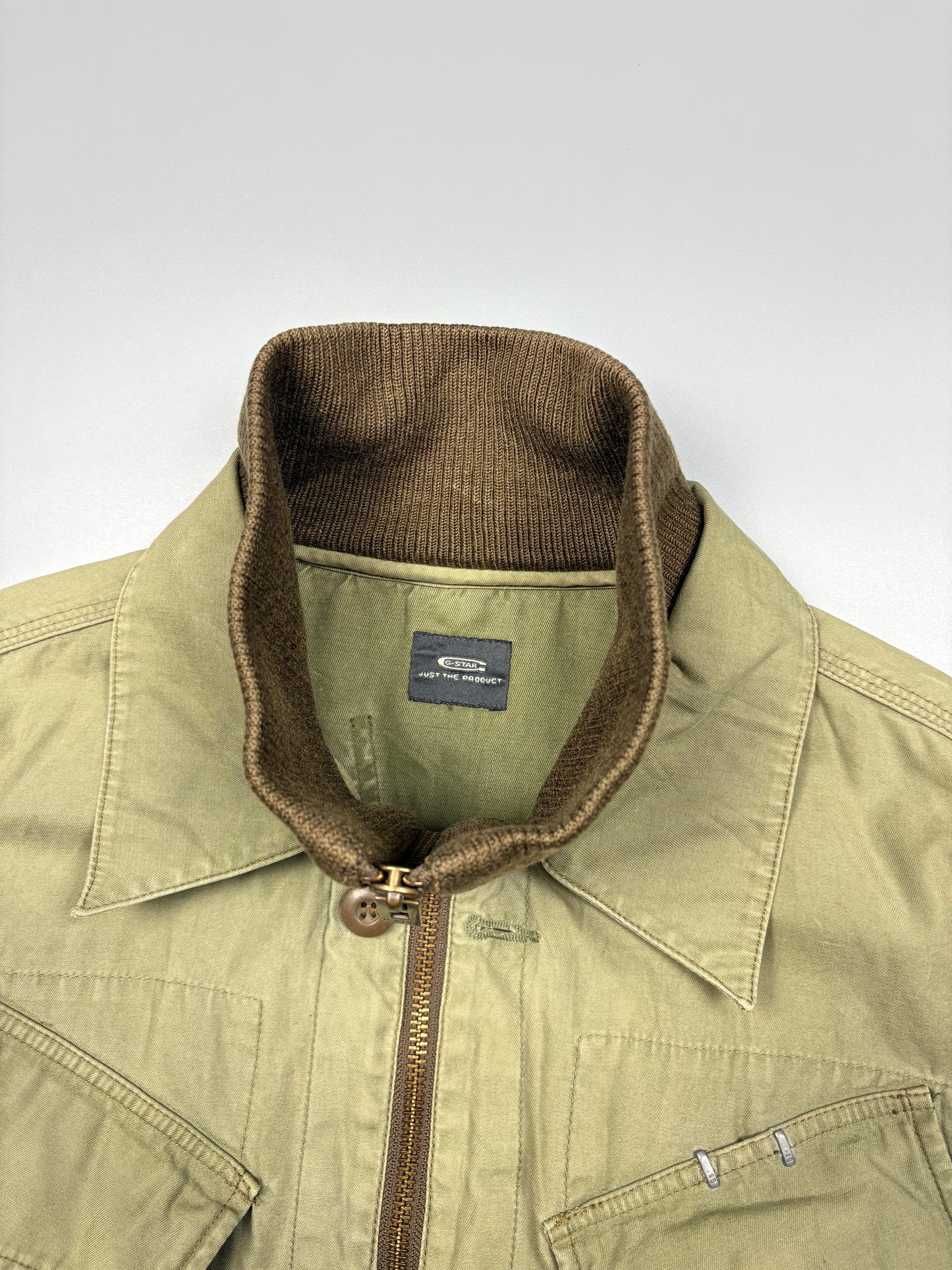 G-Star 2000s Olive Green Zip-up Harrington Jacket (L)