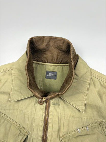 G-Star 2000s Olive Green Zip-up Harrington Jacket (L)