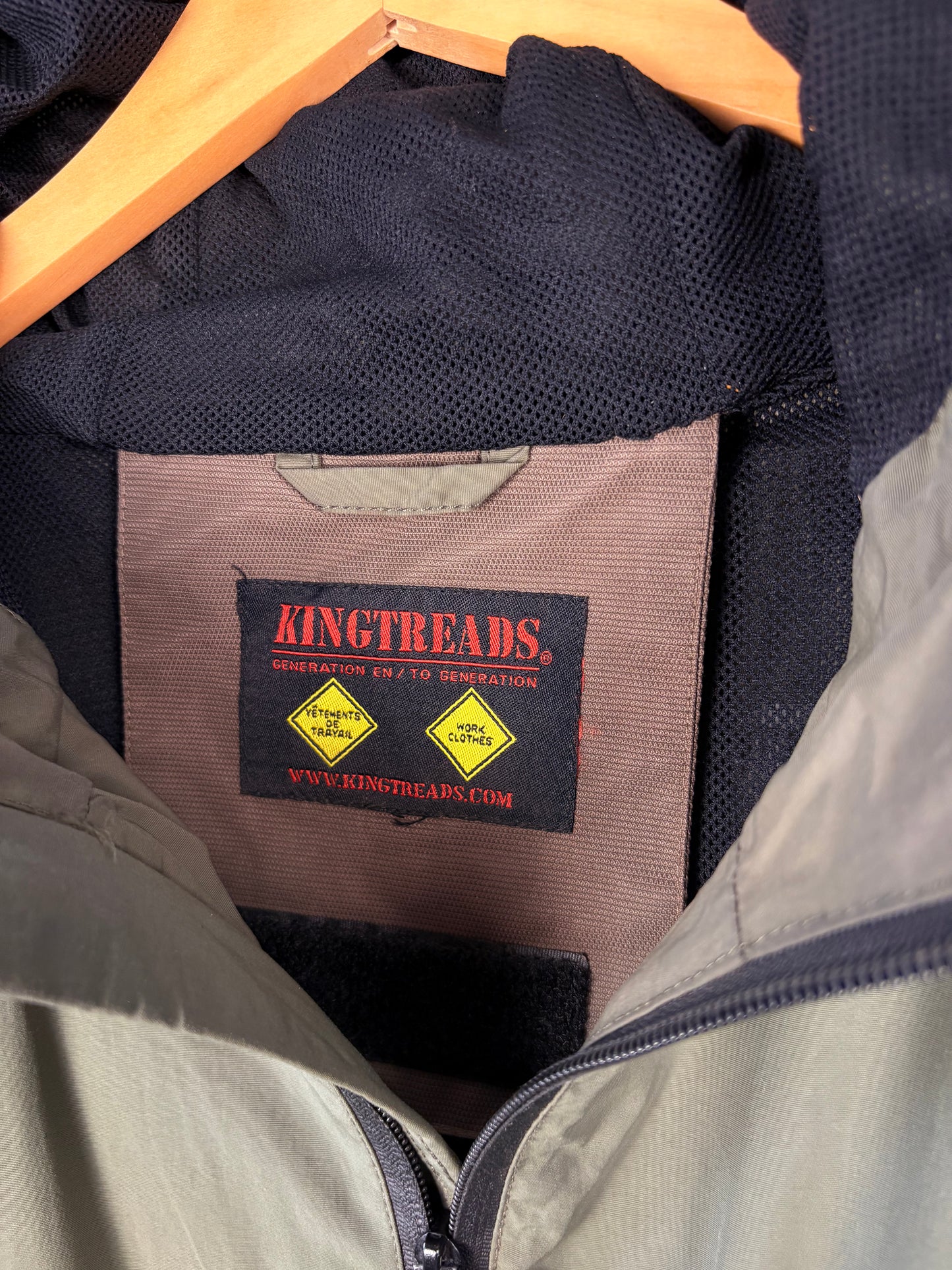 Vintage 90s Kingtreads Workwear Double Zip Green Hooded Jacket (L)