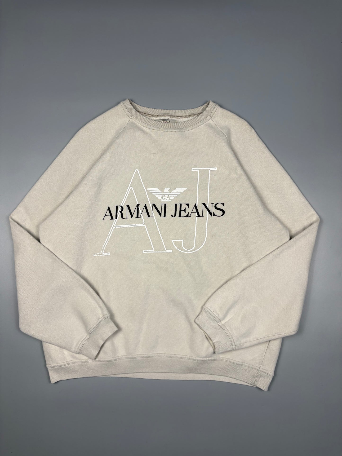 Armani Jeans 2000s Cream Henley Jumper (M)