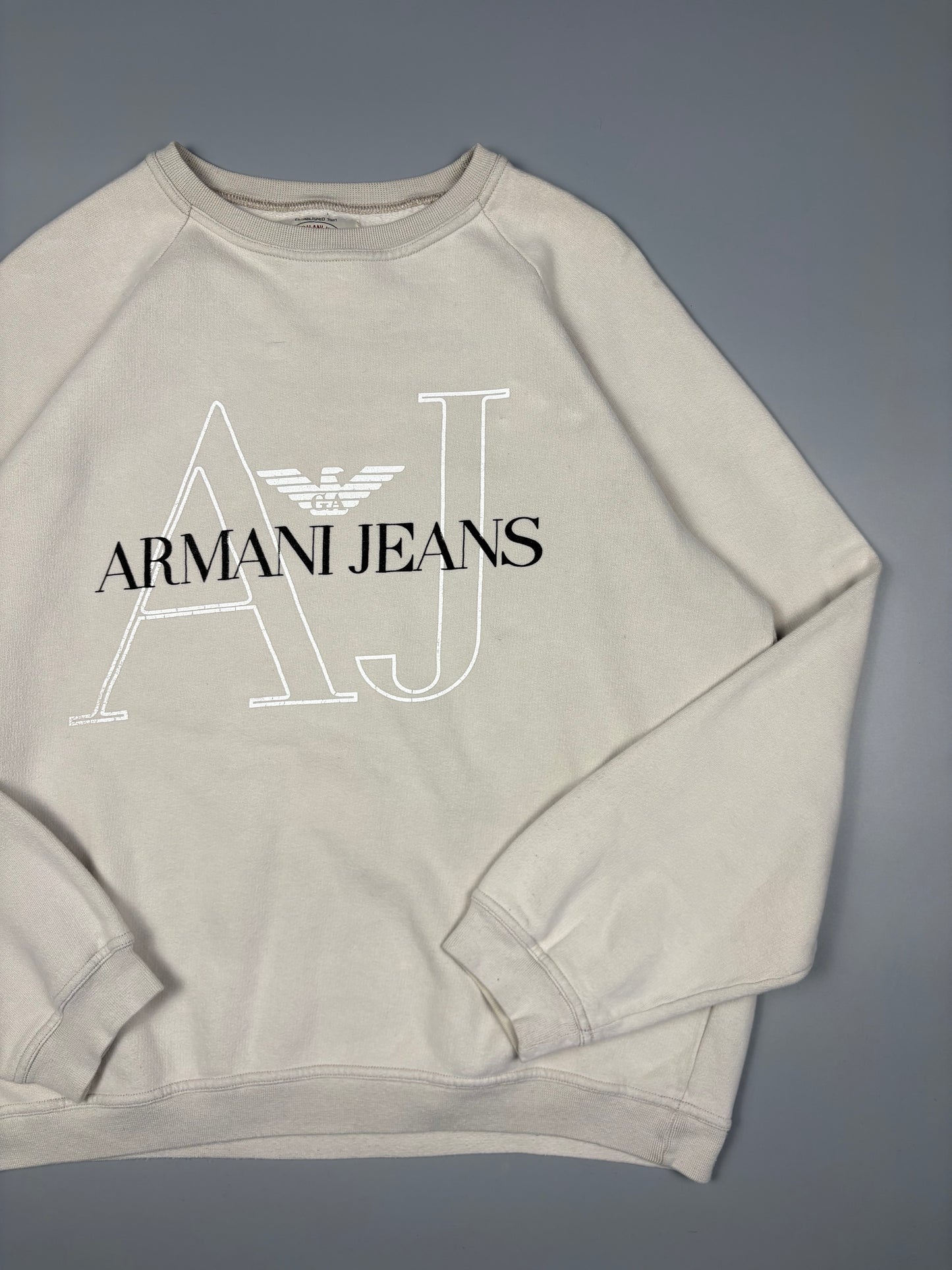 Armani Jeans 2000s Cream Henley Jumper (M)