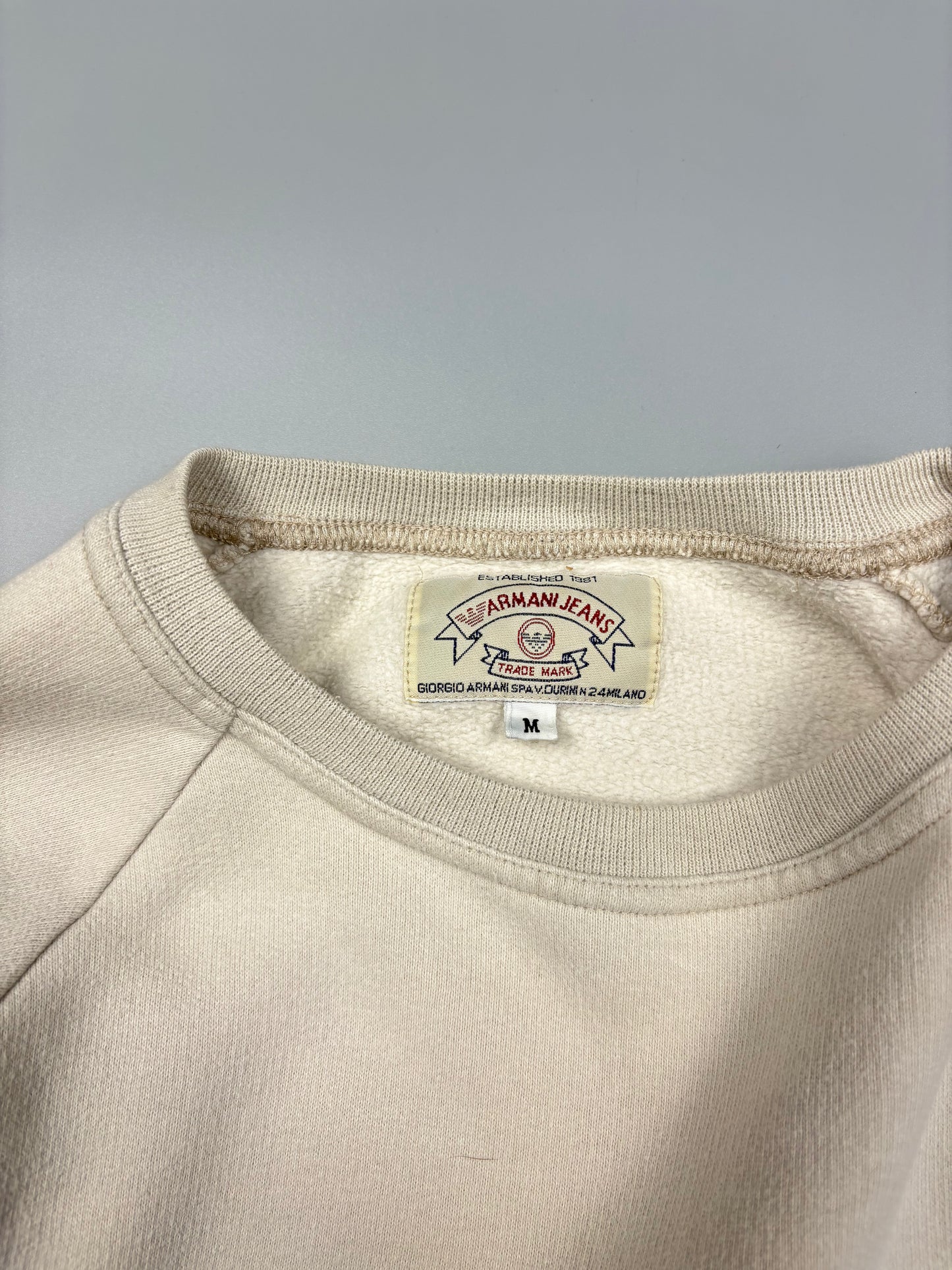 Armani Jeans 2000s Cream Henley Jumper (M)