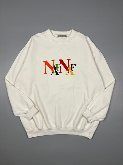 Vintage NAF NAF Embroidered White Jumper (L)