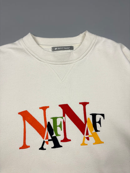 Vintage NAF NAF Embroidered White Jumper (L)