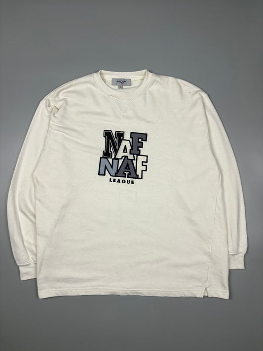 Vintage NAF NAF Embroidered White Jumper (M)