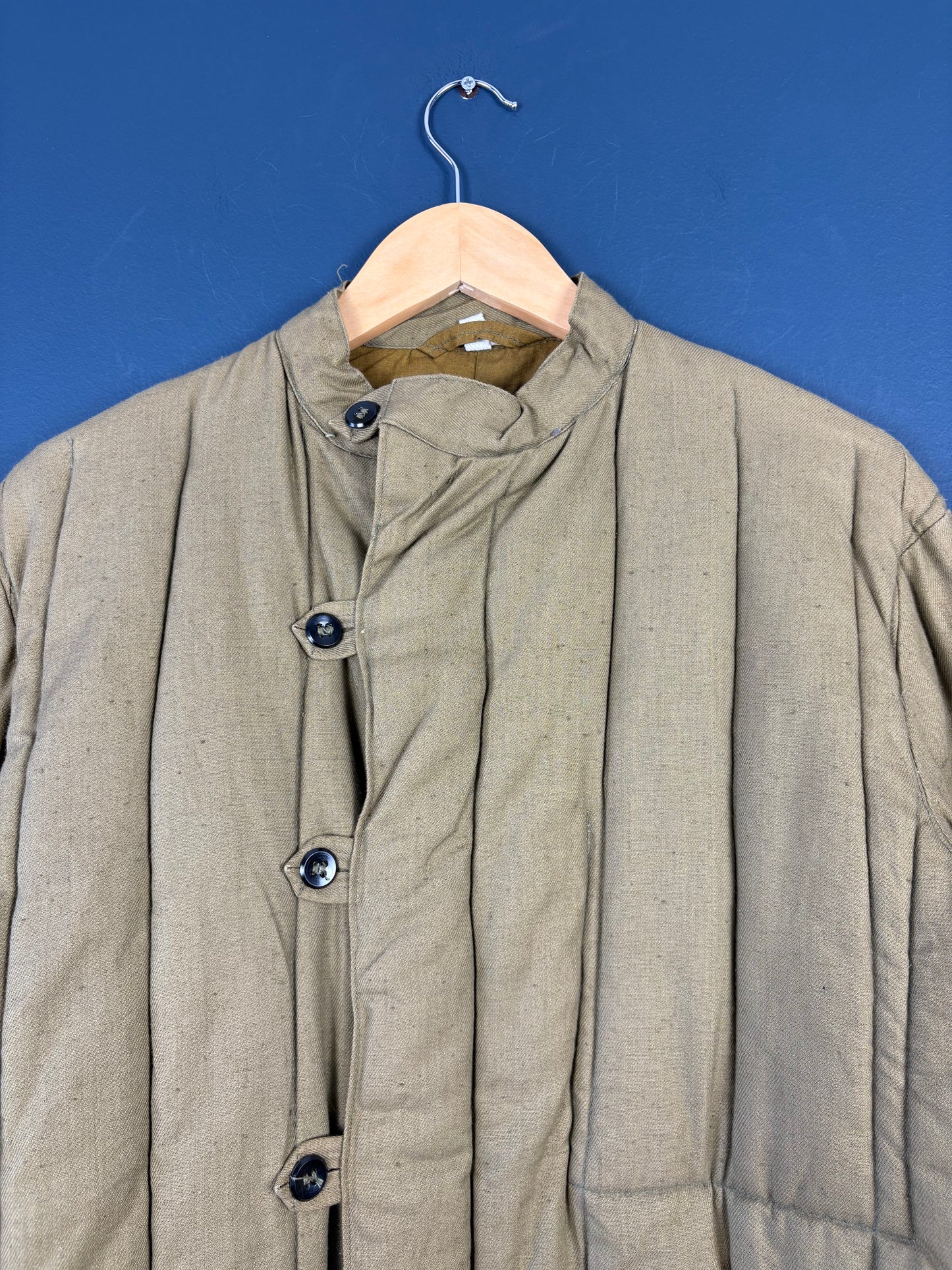 Vintage 80s Soviet Army Telogreika Khaki Quilted Jacket (M)