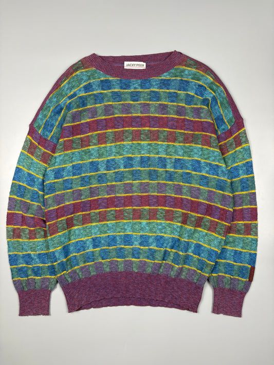 Vintage 1980s West German Multi-coloured Knit Jumper (L)