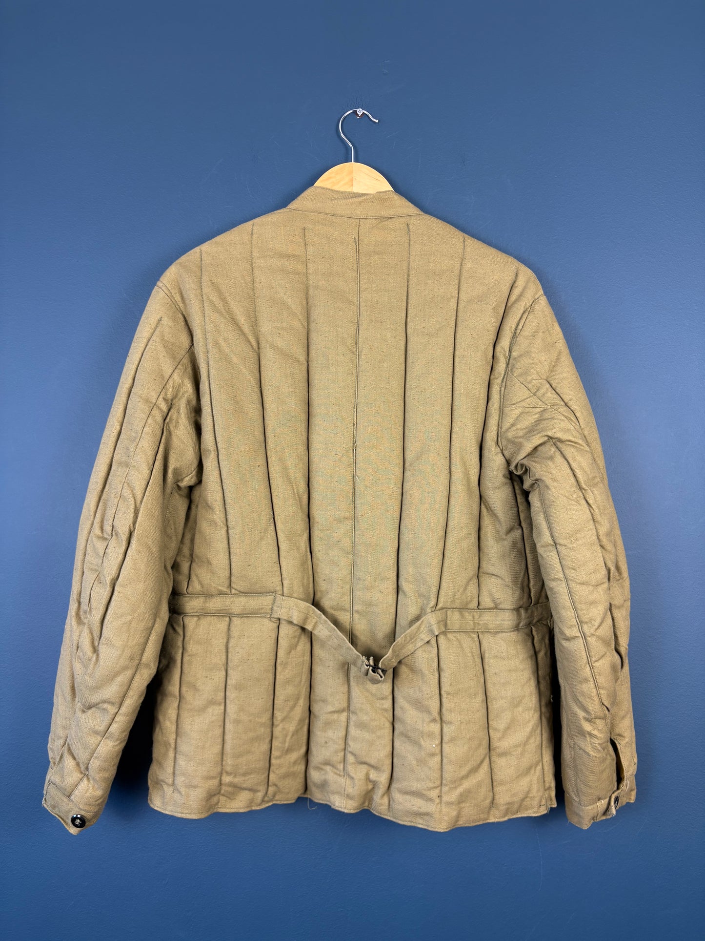 Vintage 80s Soviet Army Telogreika Khaki Quilted Jacket (M)
