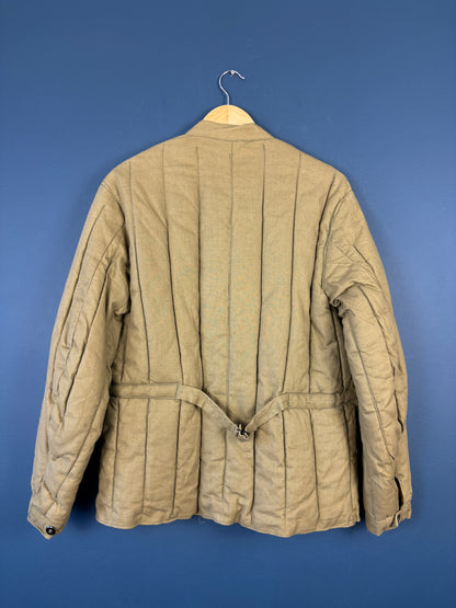 Vintage 80s Soviet Army Telogreika Khaki Quilted Jacket (M)