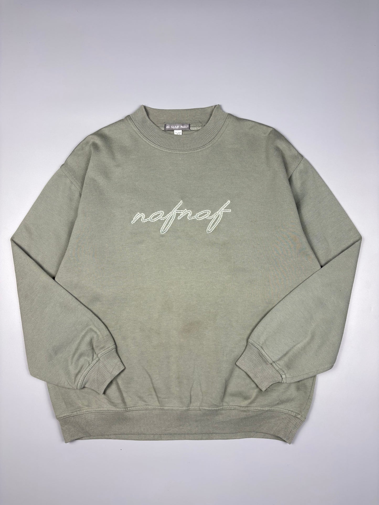 Vintage NAF NAF Embroidered Khaki Green Jumper (M)