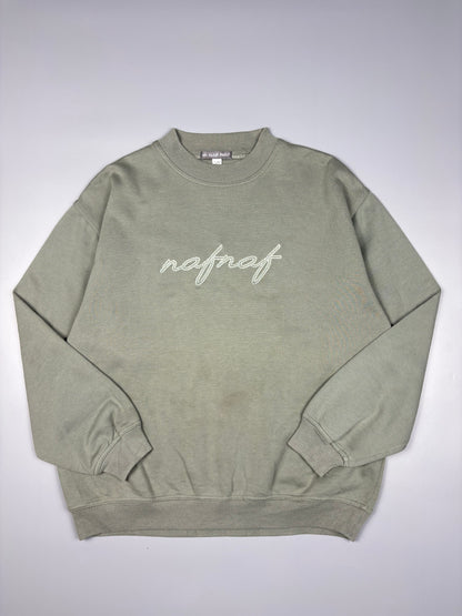 Vintage NAF NAF Embroidered Khaki Green Jumper (M)