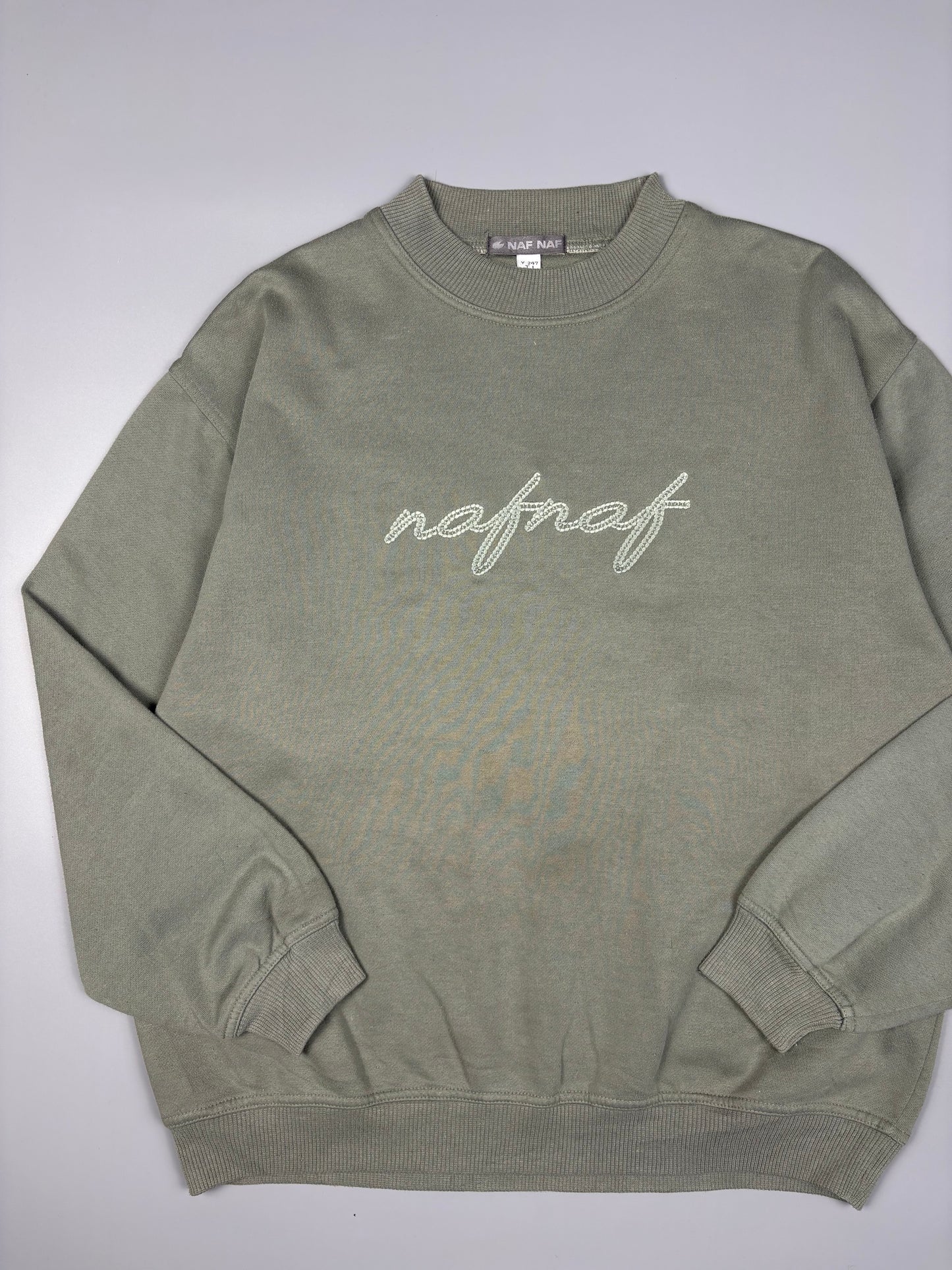 Vintage NAF NAF Embroidered Khaki Green Jumper (M)