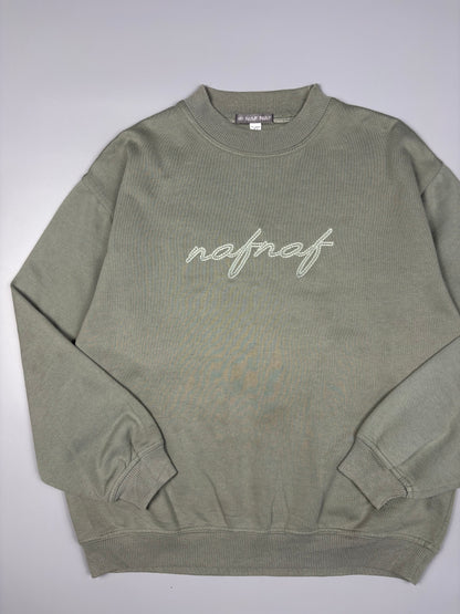 Vintage NAF NAF Embroidered Khaki Green Jumper (M)