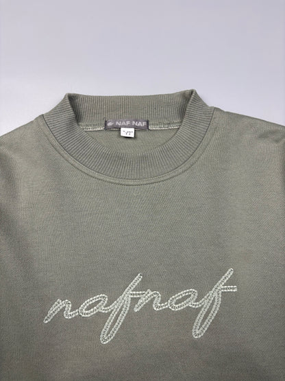 Vintage NAF NAF Embroidered Khaki Green Jumper (M)